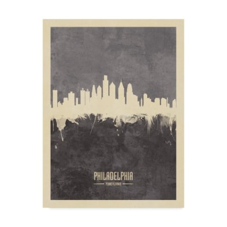 Michael Tompsett 'Philadelphia Pennsylvania Skyline Gray' Canvas Art,18x24